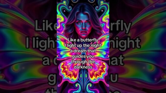 Like a butterfly, I light up the night, a dream that guides you through the darkness.