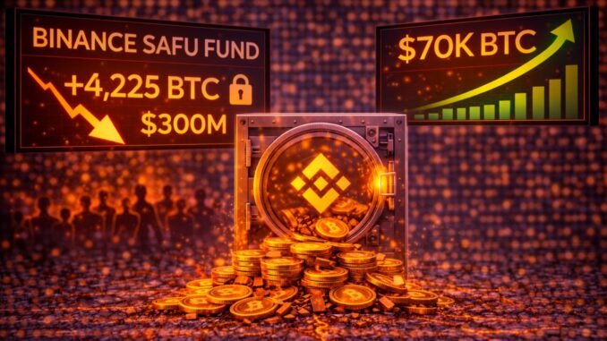 Binance SAFU Fund Adds 4,225 Bitcoin ($300M) As Price Reclaims $70K Level