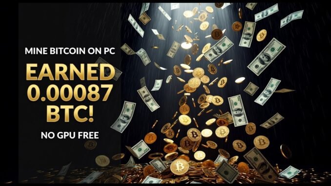 Earned 0.00087 BTC at Home — Bitcoin Mining on Your PC Made Easy!