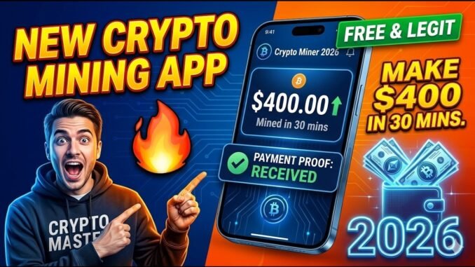 New Crypto Mining App 🔥 How I Made $400 in 30 mins. (Payment Proof) FREE & LEGIT - 2026