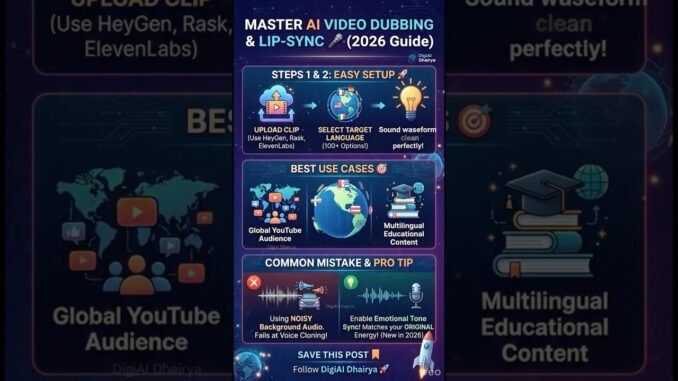How to Dub Your Videos in Any Language with AI (2026 Tutorial) 🌍 #shorts #learnai