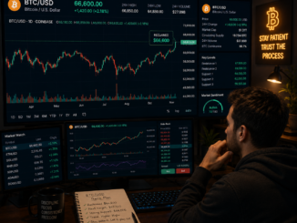 A trader analyzing Bitcoin as it approaches $67k.