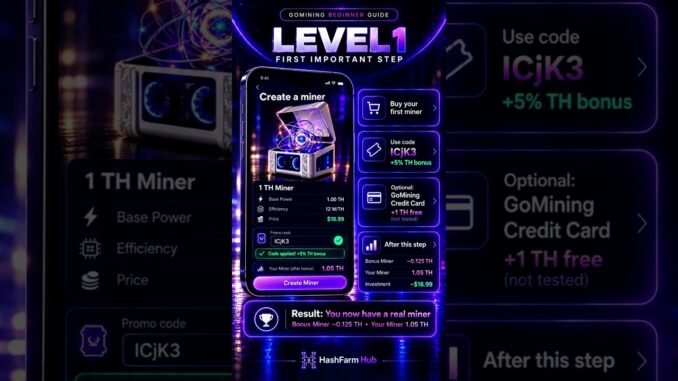 How to Start With GoMining – Level 1 Beginner Guide #bitcoinmining #gomining #bitcoin #cryptomining