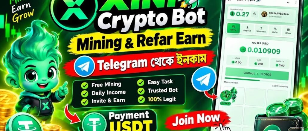 Xini Crypto Bot Mining Tutorial Bangla | Refer করে USDT Income | xini crypto bot bp tech