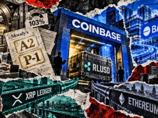 RLUSD enters Coinbase and Base through XRP Ledger and Ethereum rails, backed by reserves and Moody’s A2 and P-1 ratings.